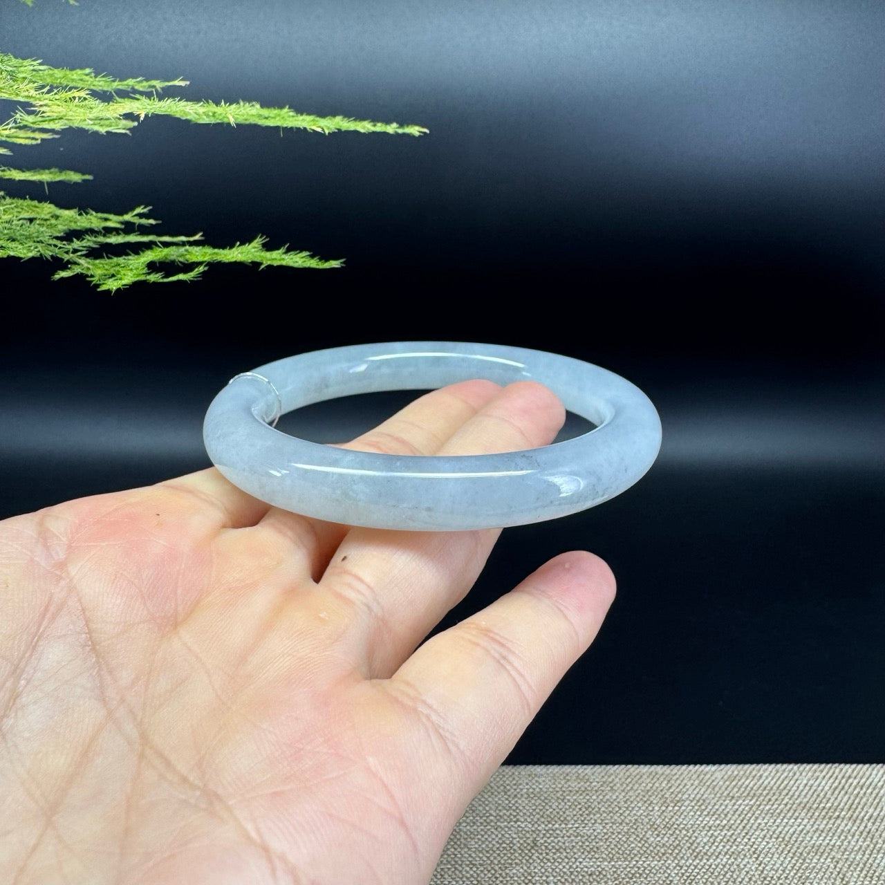 Genuine Burmese Icy Black Jade Jadeite Bangle Bracelet (59.3mm )