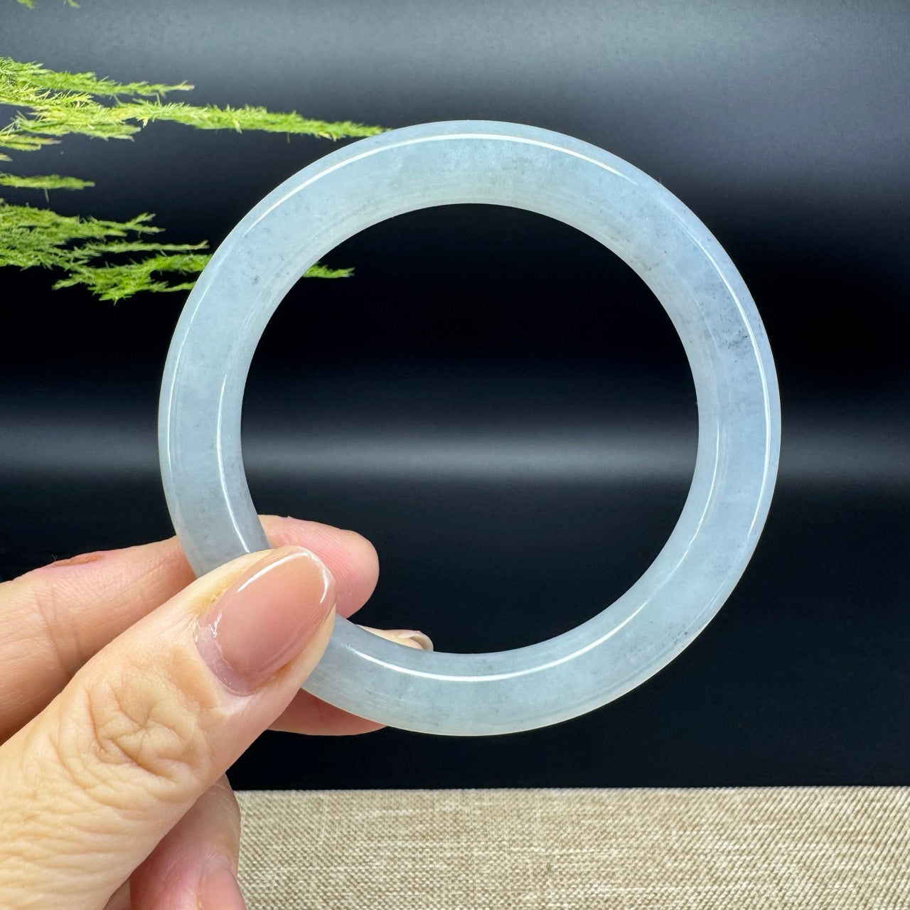 Genuine Burmese Icy Black Jade Jadeite Bangle Bracelet (59.3mm )