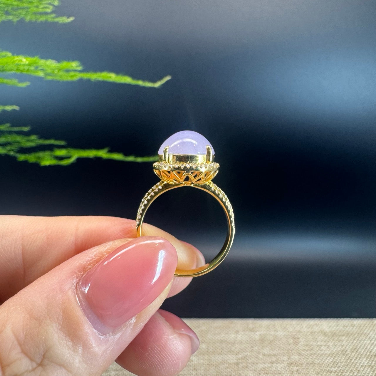 RealJade® "Signature Signet" 18K Yellow Gold  Lavender Jadeite Jade Diamonds Classic Ring