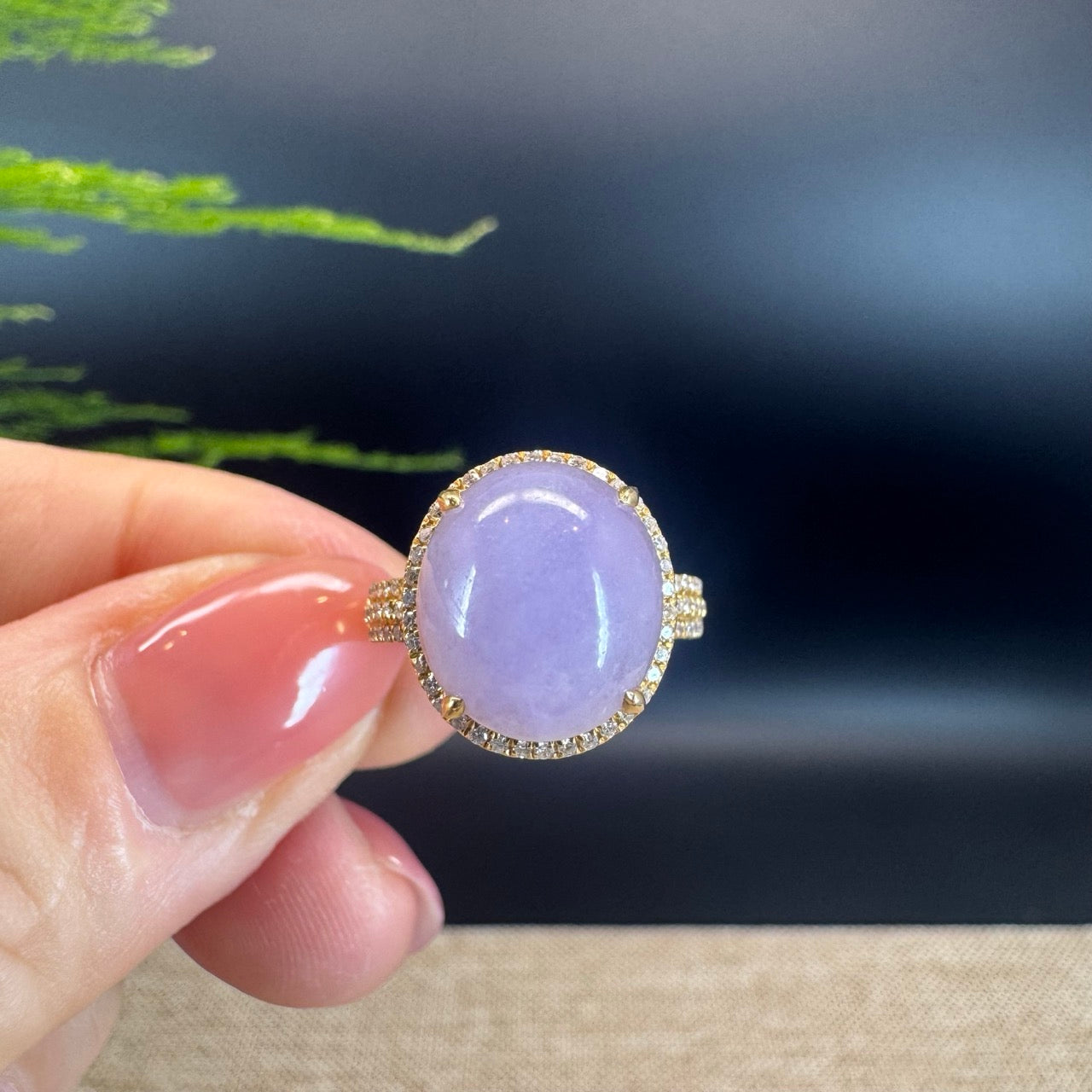 RealJade® "Signature Signet" 18K Yellow Gold  Lavender Jadeite Jade Diamonds Classic Ring