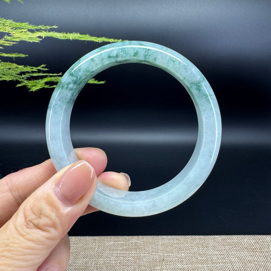 Genuine Burmese Icy Green Jadeite Jade Bangle Bracelet (58.2mm)