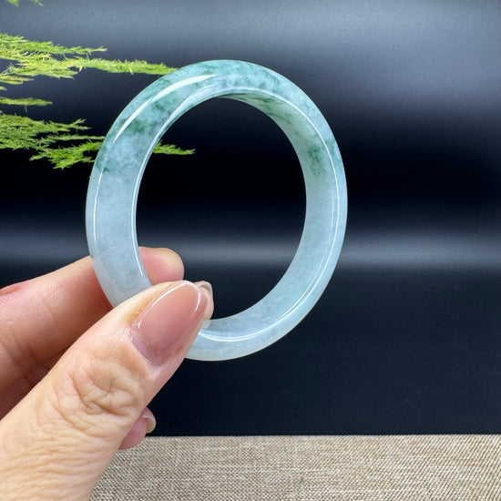 Genuine Burmese Icy Green Jadeite Jade Bangle Bracelet (58.2mm)