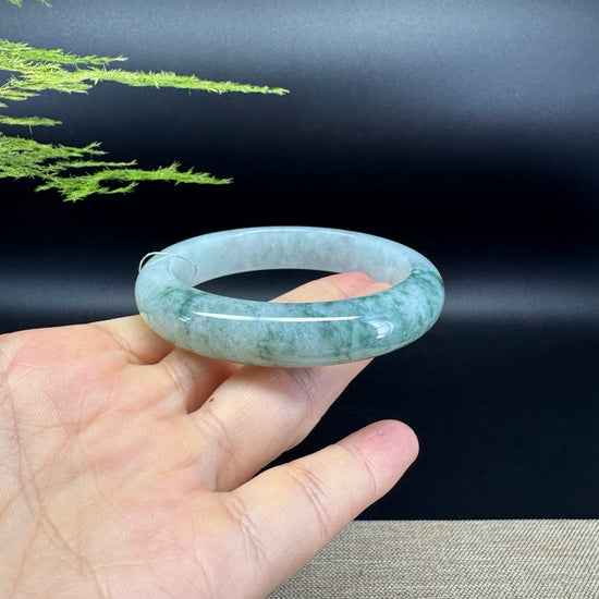 Genuine Burmese Icy Green Jadeite Jade Bangle Bracelet (58.2mm)