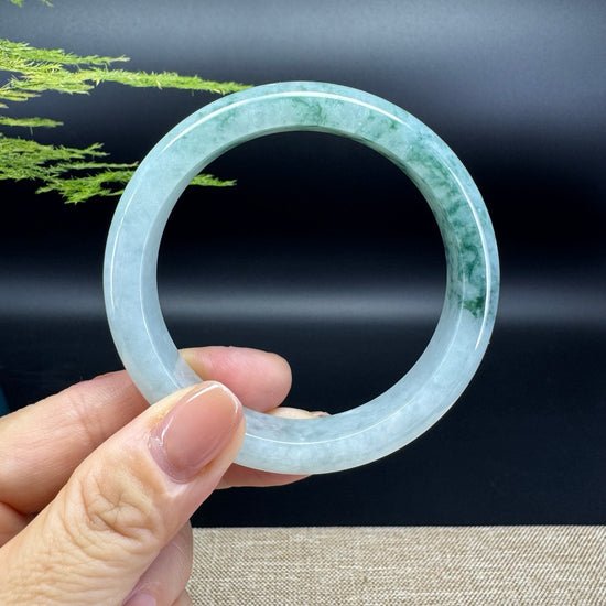 Genuine Burmese Icy Green Jadeite Jade Bangle Bracelet (58.2mm)