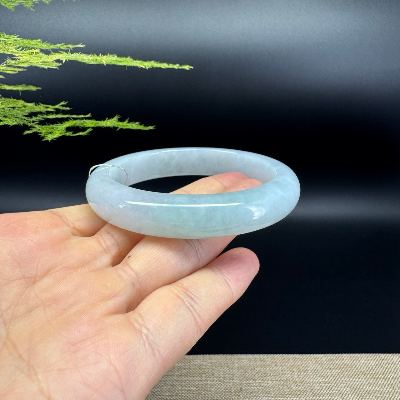 Genuine Burmese Icy Green Jadeite Jade Bangle Bracelet ( 58.5mm )