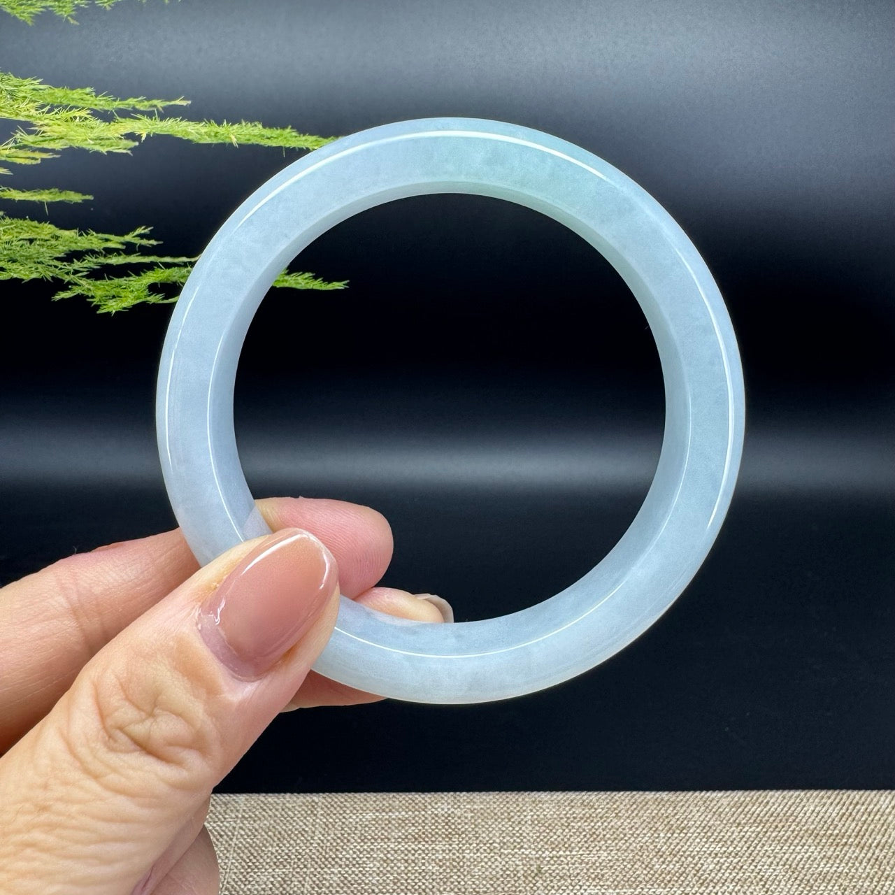 Genuine Burmese Icy Green Jadeite Jade Bangle Bracelet ( 58.5mm )