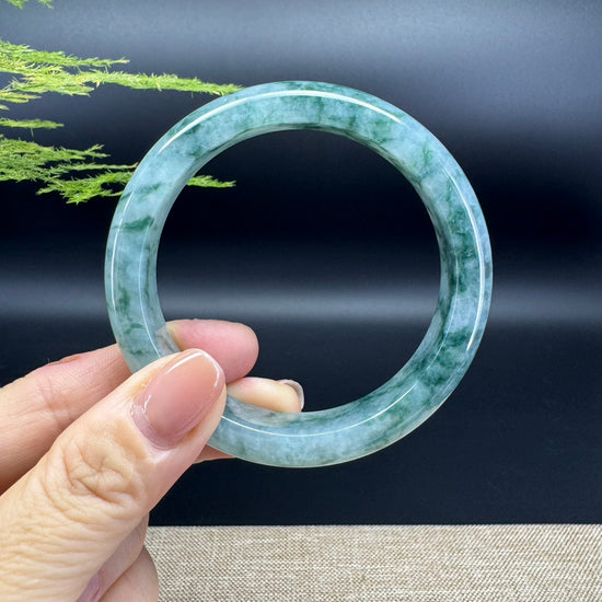 Genuine Burmese Icy Green Jadeite Jade Bangle Bracelet ( 58.2mm )