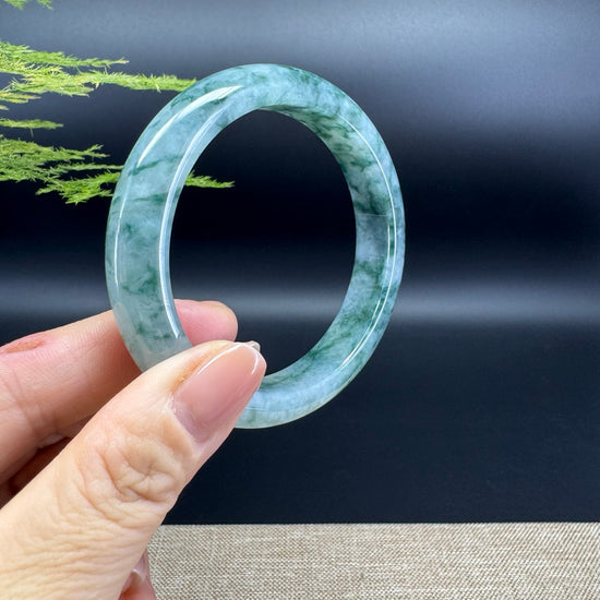 Genuine Burmese Icy Green Jadeite Jade Bangle Bracelet ( 58.2mm )
