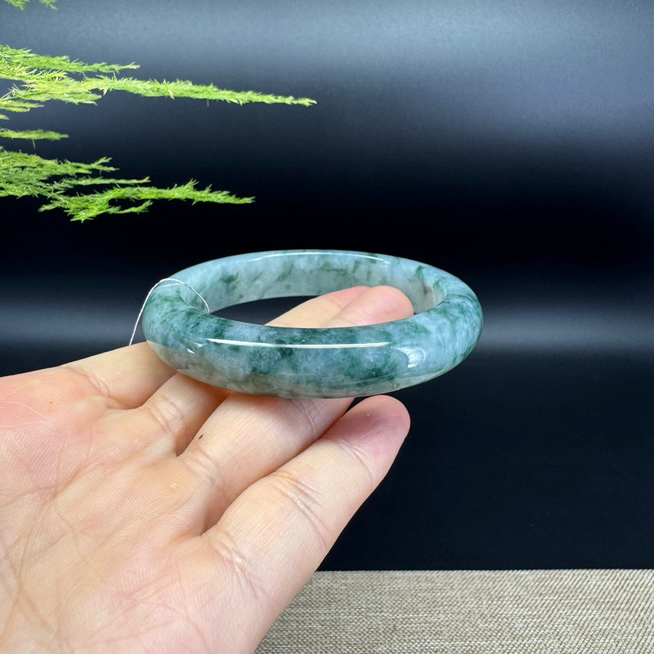 Genuine Burmese Icy Green Jadeite Jade Bangle Bracelet ( 58.2mm )