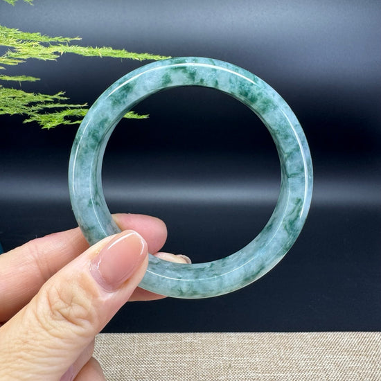 Genuine Burmese Icy Green Jadeite Jade Bangle Bracelet ( 58.2mm )