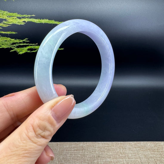 Genuine Burmese Lavender Green Jadeite Jade Bangle Bracelet ( 58.6mm )