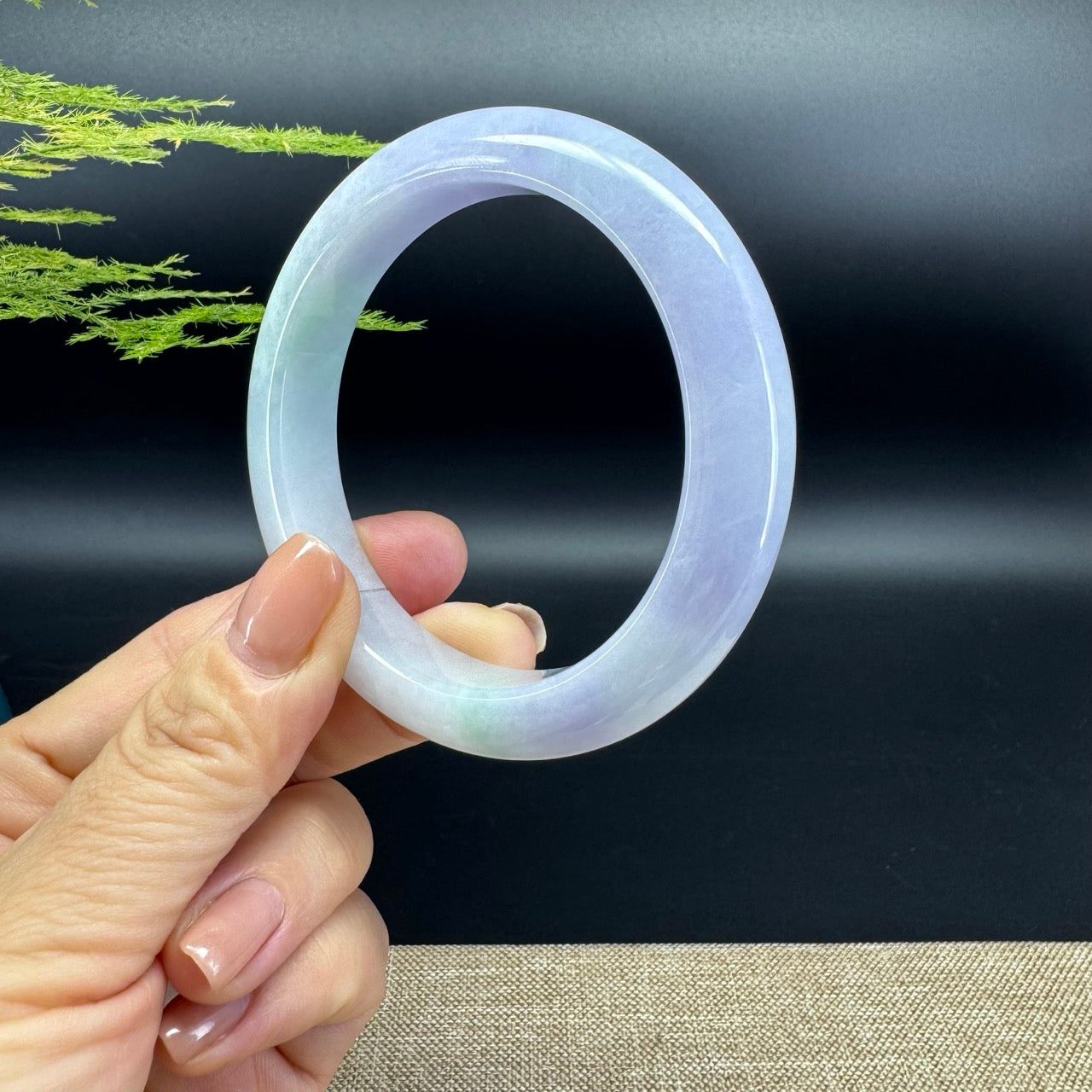 Genuine Burmese Lavender Green Jadeite Jade Bangle Bracelet ( 58.6mm )
