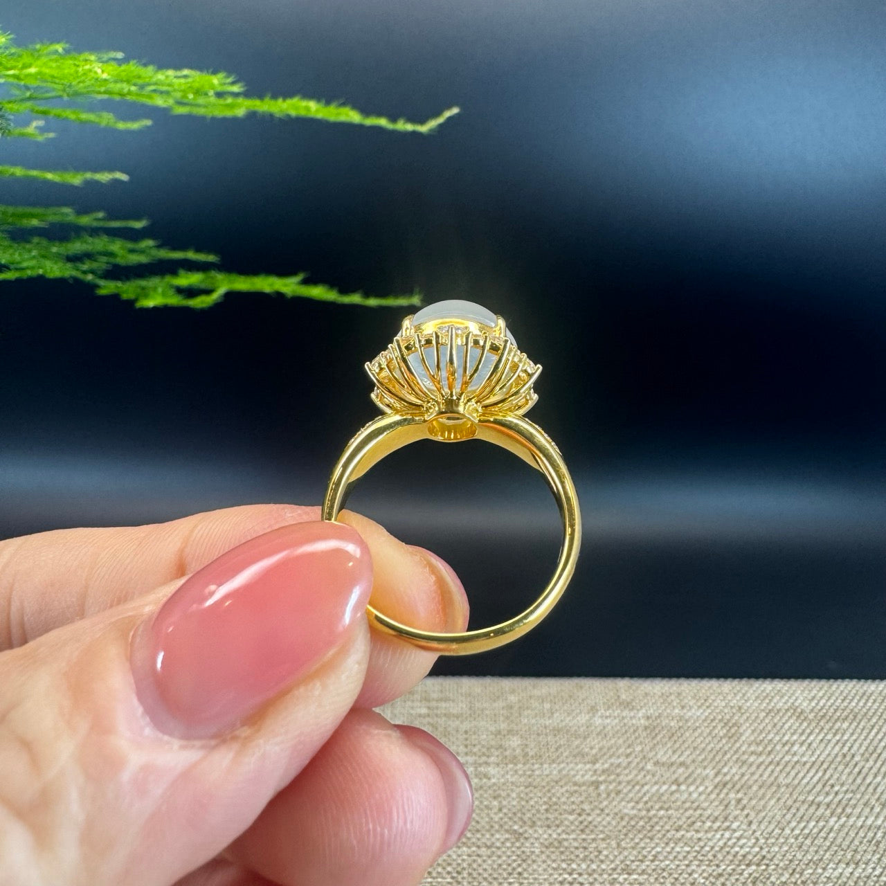 RealJade® "Signature Signet" 18K Yellow Gold Icy Jadeite Jade Diamonds Ring