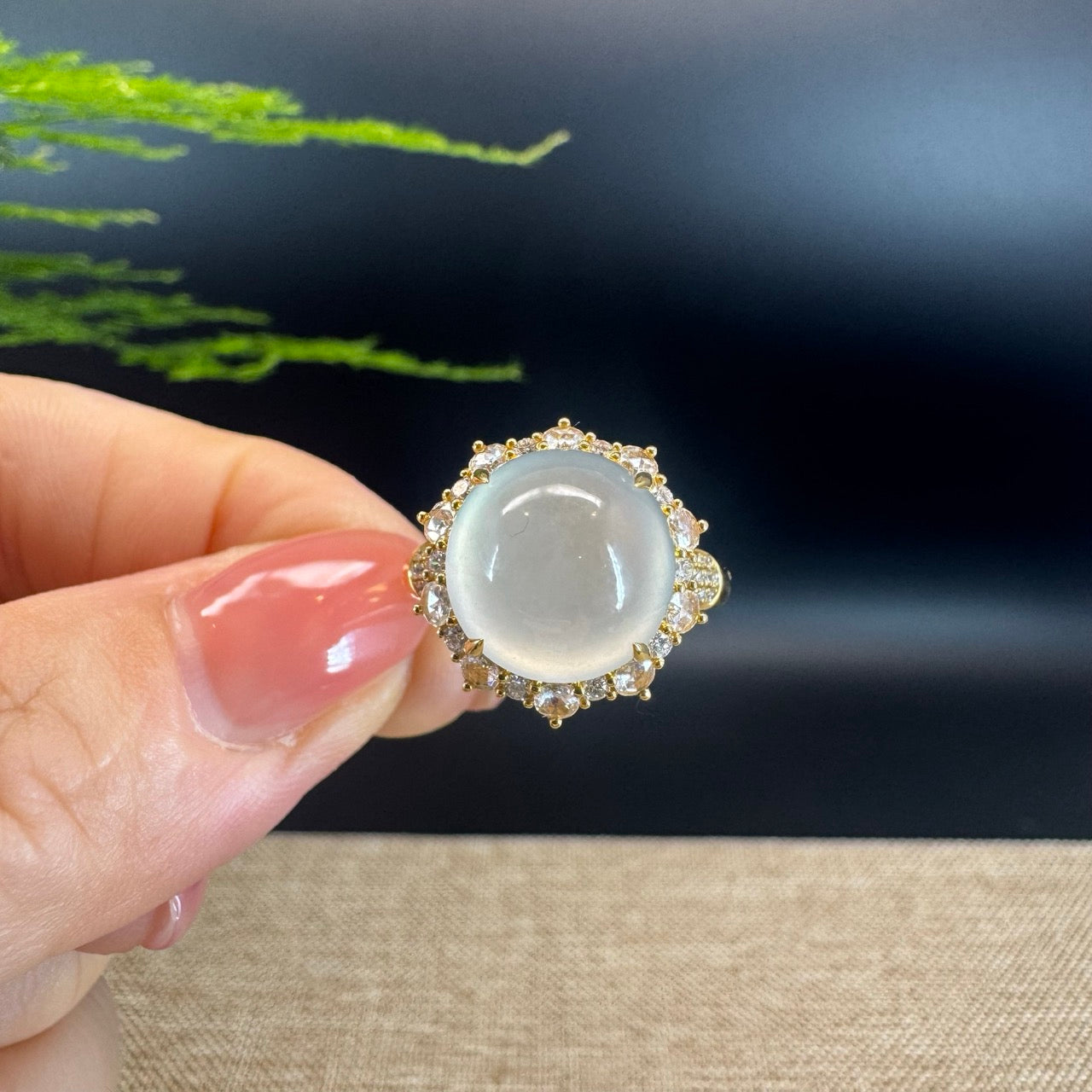 RealJade® "Signature Signet" 18K Yellow Gold Icy Jadeite Jade Diamonds Ring