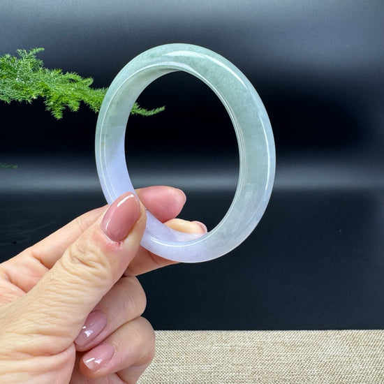 Genuine Burmese Lavender Green Jade Jadeite Bangle Bracelet ( 57.5mm )