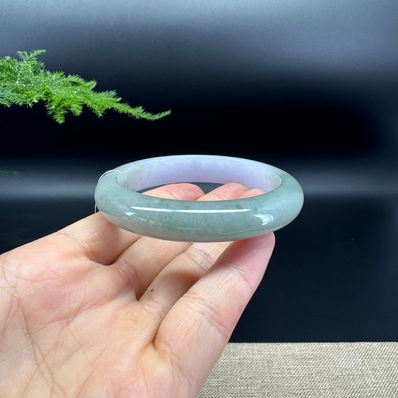 Genuine Burmese Lavender Green Jade Jadeite Bangle Bracelet ( 57.5mm )