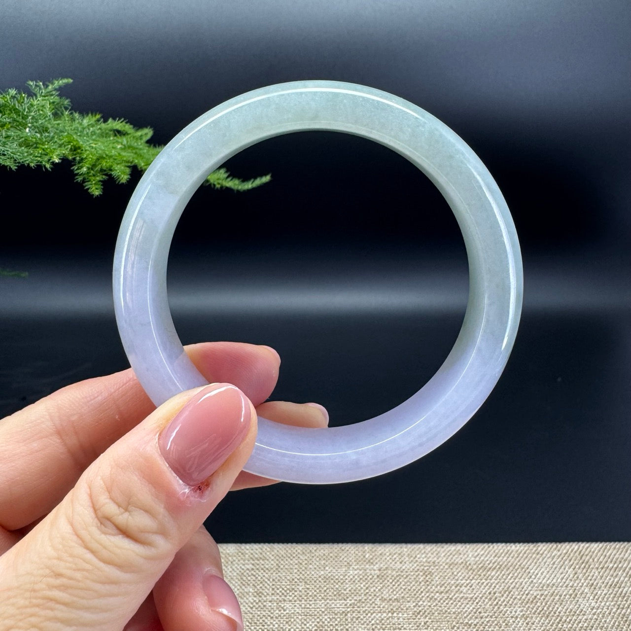 Genuine Burmese Lavender Green Jade Jadeite Bangle Bracelet ( 57.5mm )