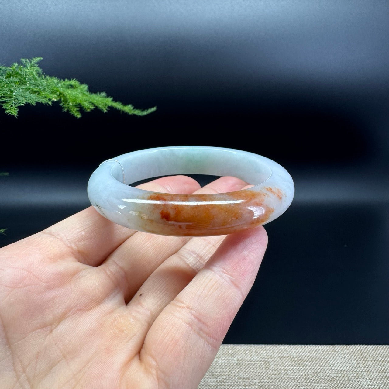 Genuine Burmese FU LU SHOU Jade Jadeite Bangle Bracelet (54.4mm)