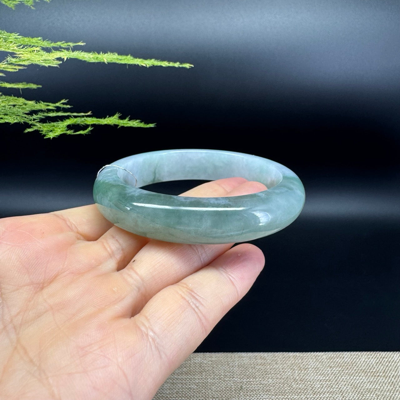 Genuine Burmese Icy Green Jadeite Jade Bangle Bracelet (58.2mm)