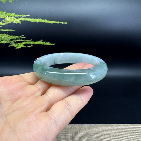 Genuine Burmese Icy Green Jadeite Jade Bangle Bracelet (58.2mm)
