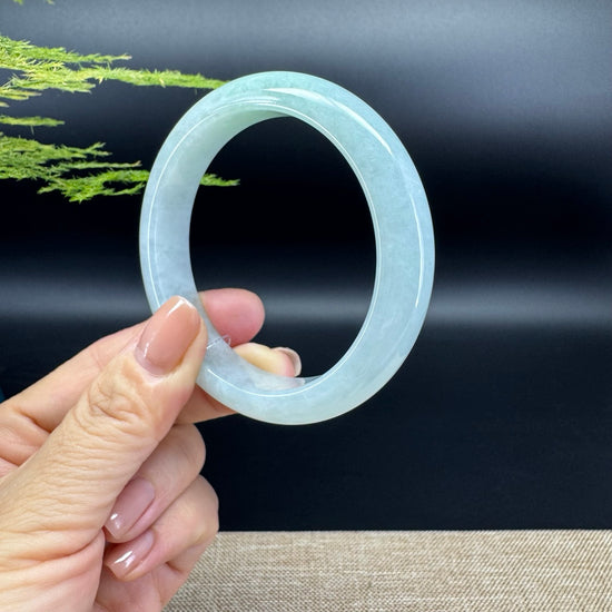 Genuine Burmese Icy Green Jadeite Jade Bangle Bracelet ( 58.2mm )