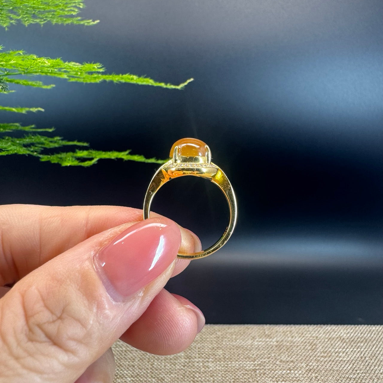 RealJade® "Signature Signet" 18K Yellow Gold Honey Yellow Jadeite Jade Diamonds Classic Ring