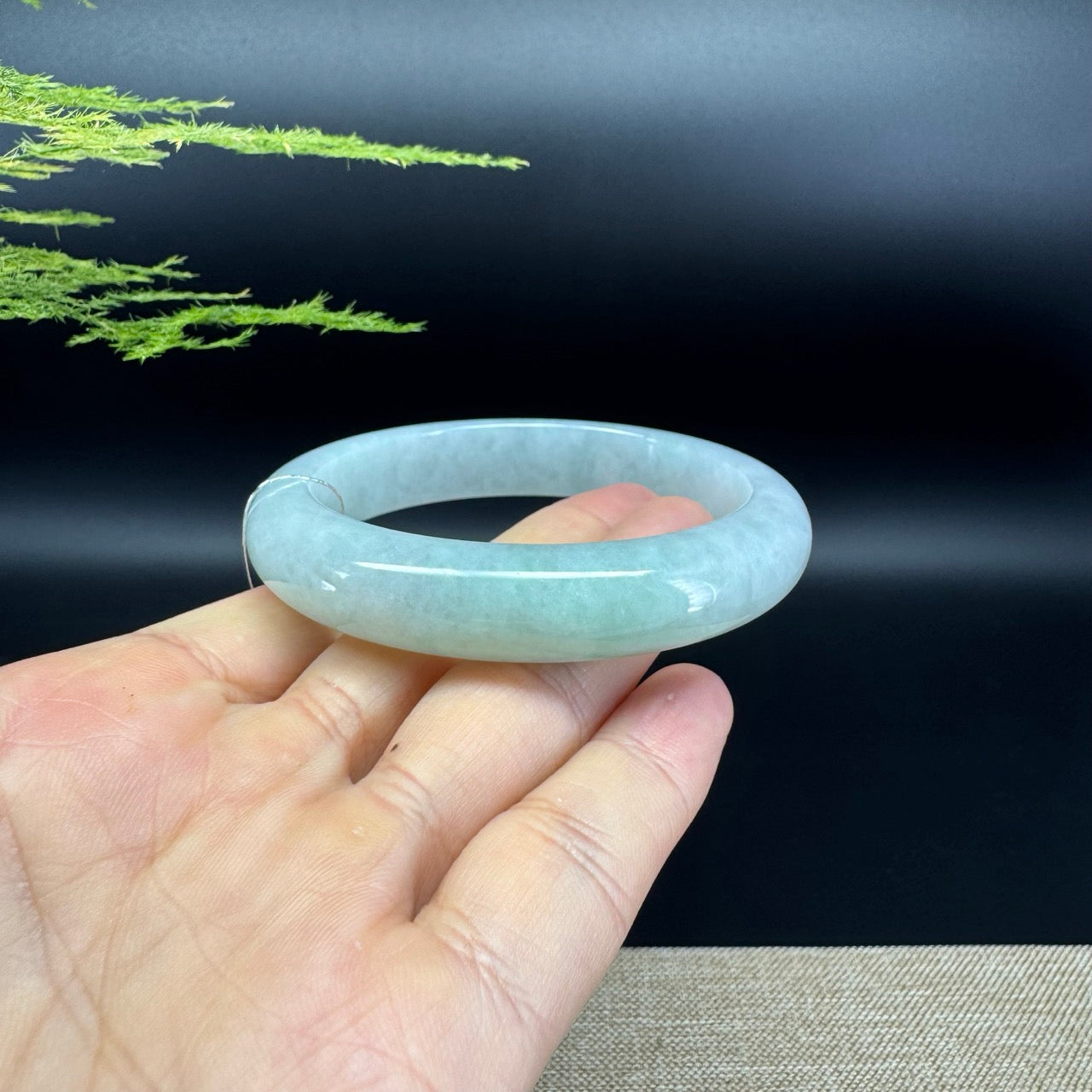 Genuine Burmese Icy Green Jadeite Jade Bangle Bracelet ( 58.2mm )