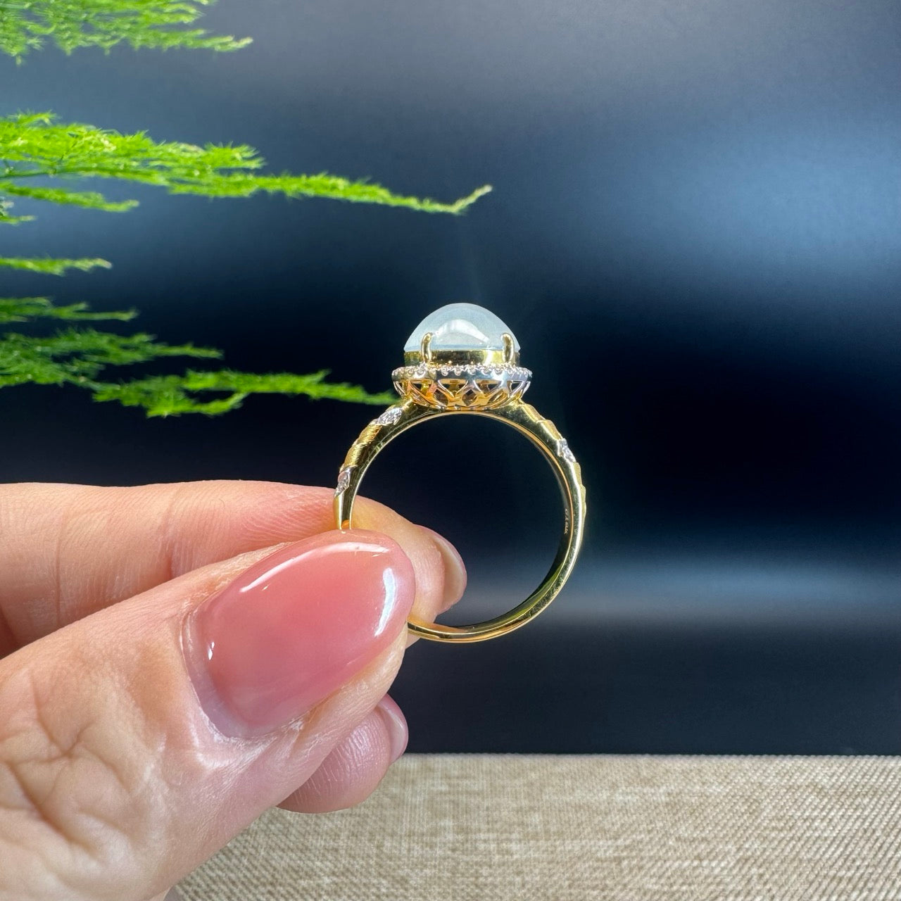 RealJade® "Signature Signet" 18K Yellow Gold Icy Jadeite Jade  Diamonds Ring