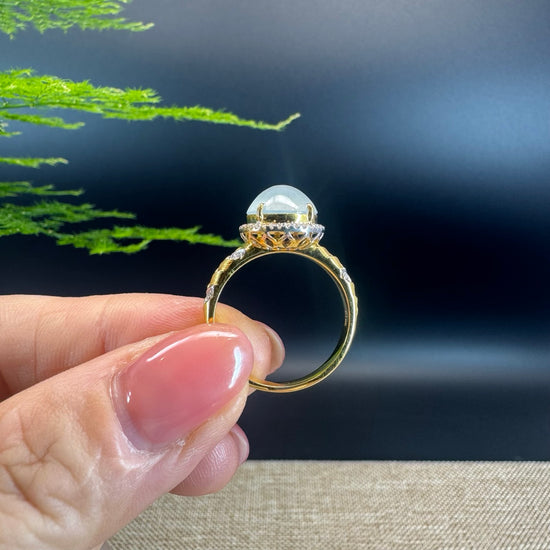 RealJade® "Signature Signet" 18K Yellow Gold Icy Jadeite Jade  Diamonds Ring