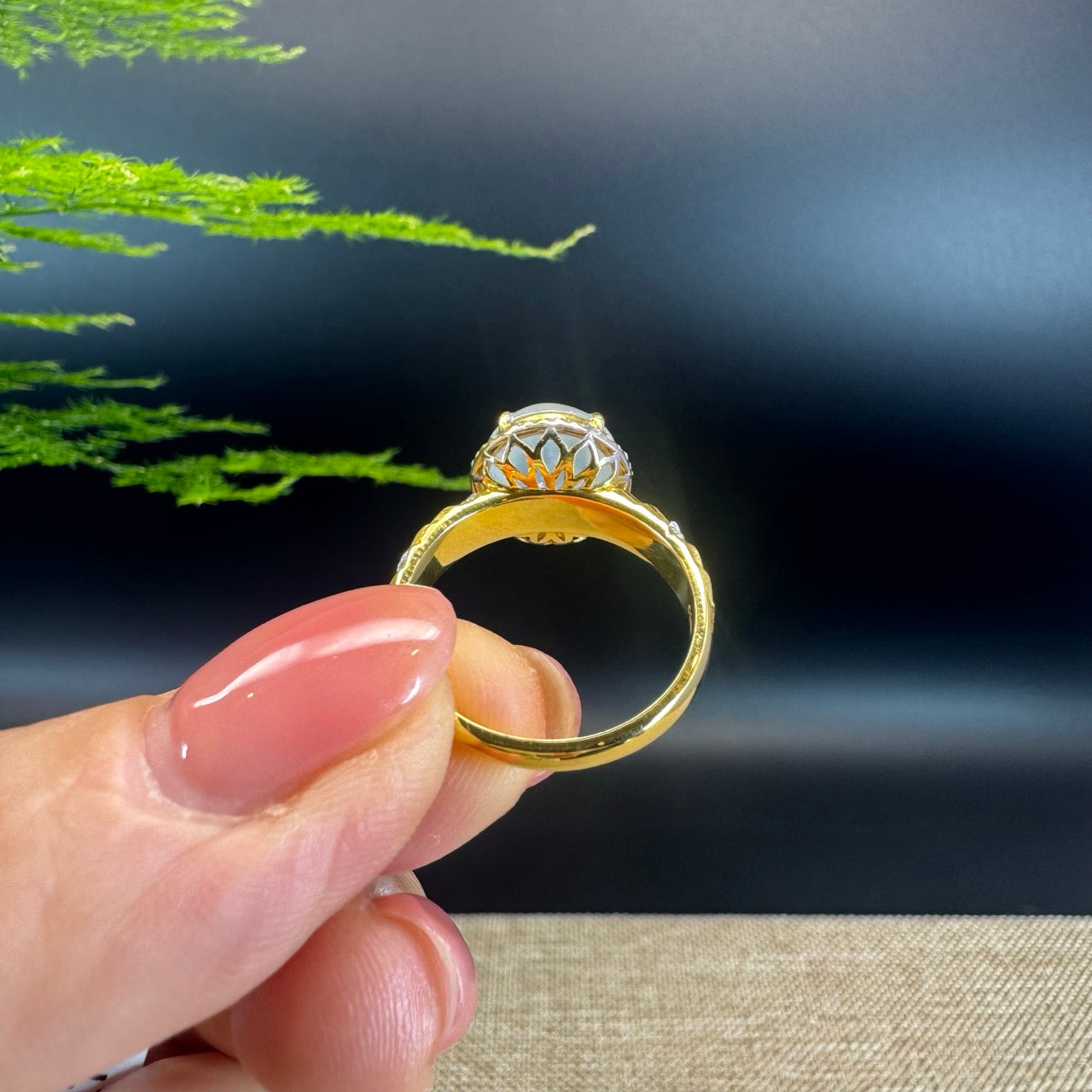 RealJade® "Signature Signet" 18K Yellow Gold Icy Jadeite Jade  Diamonds Ring