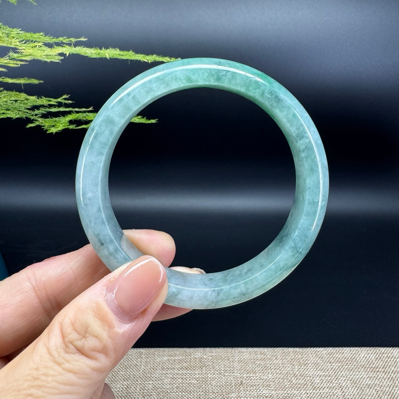 Genuine Burmese Green Jadeite Jade Bangle Bracelet ( 58mm )