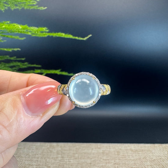 RealJade® "Signature Signet" 18K Yellow Gold Icy Jadeite Jade  Diamonds Ring