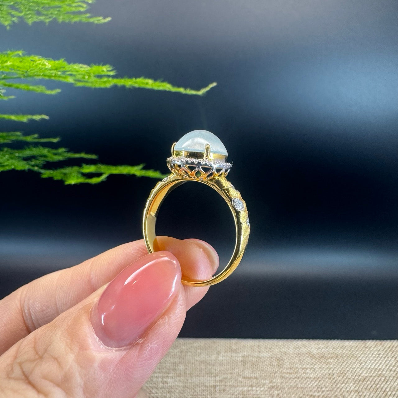 RealJade® "Signature Signet" 18K Yellow Gold Icy Jadeite Jade  Diamonds Ring