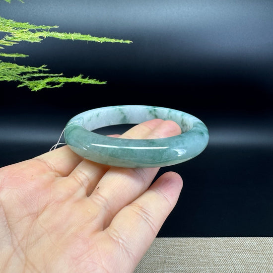 Genuine Burmese Blue Flower Jadeite Jade Bangle Bracelet ( 58.8mm )