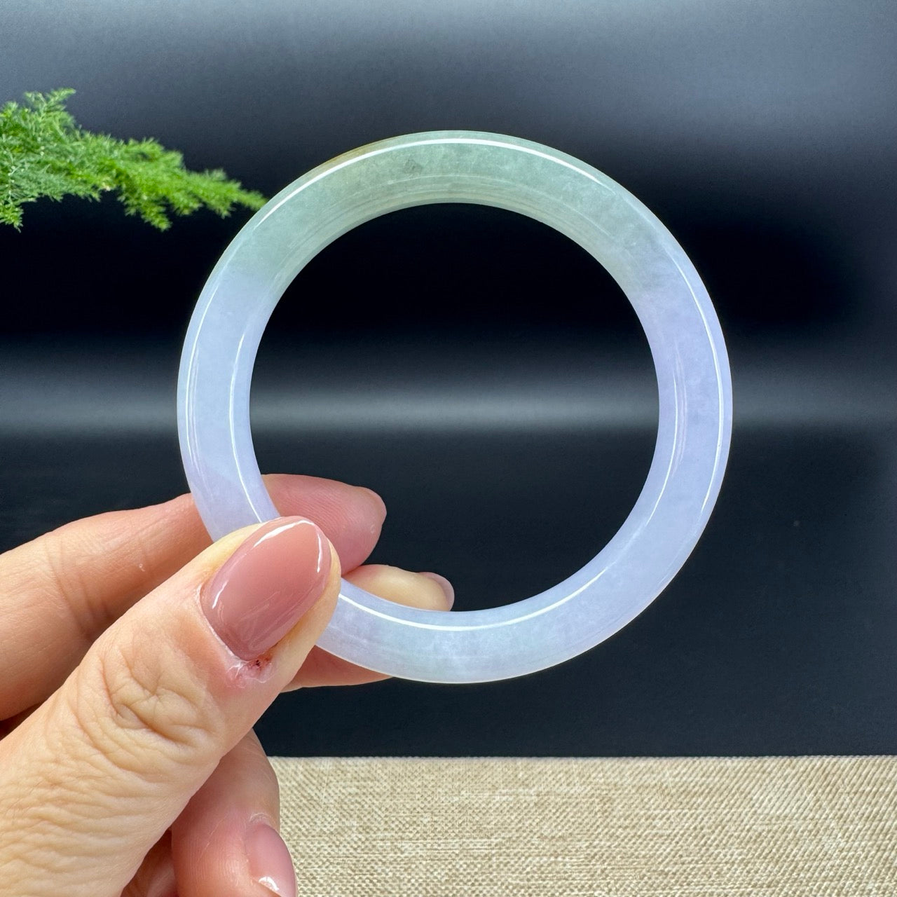 Genuine Burmese Lavender Green Jade Jadeite Bangle Bracelet (53.9mm)