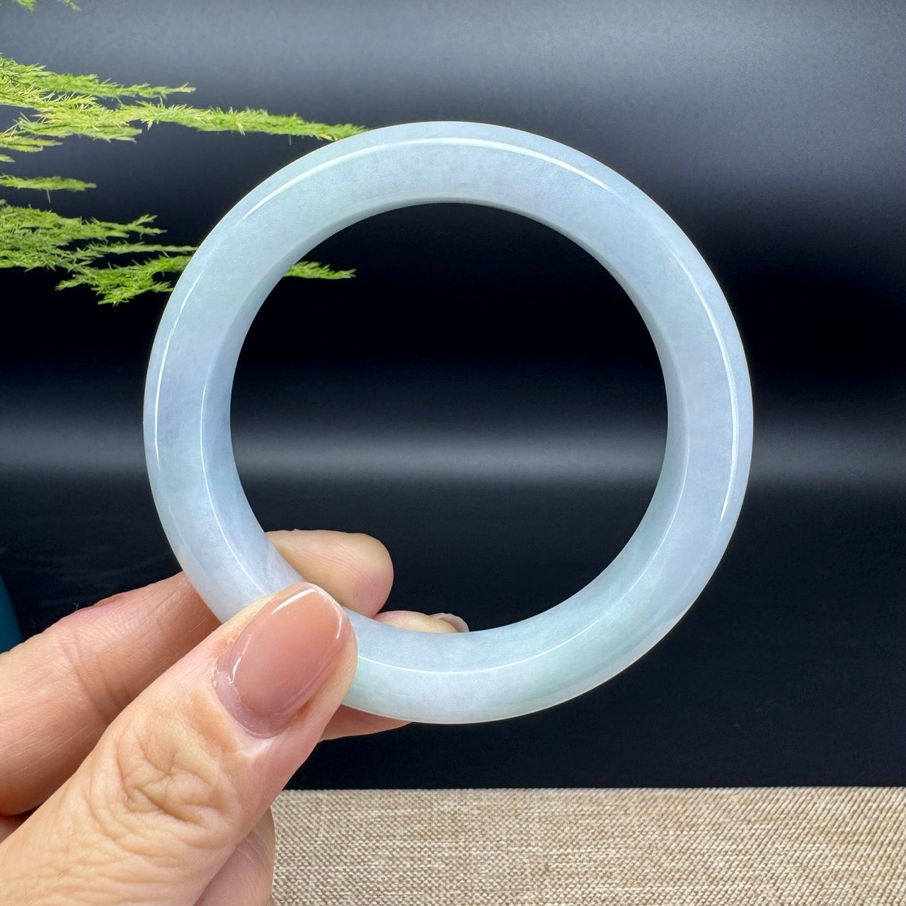 Genuine Burmese lavender Green Jadeite Jade Bangle Bracelet ( 58.3mm)