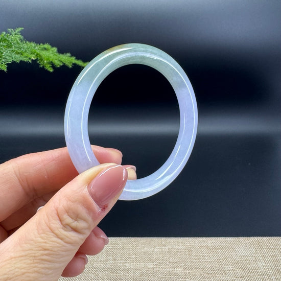 Genuine Burmese Lavender Green Jade Jadeite Bangle Bracelet (53.9mm)