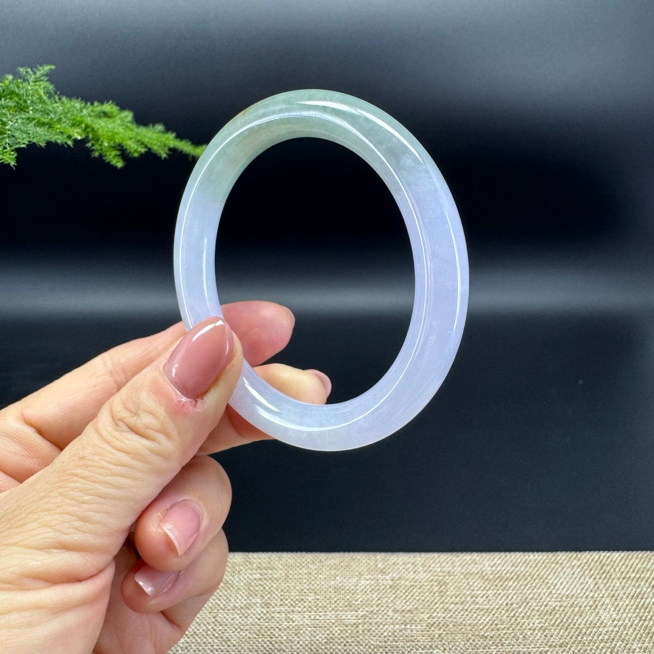 Genuine Burmese Lavender Green Jade Jadeite Bangle Bracelet (53.9mm)
