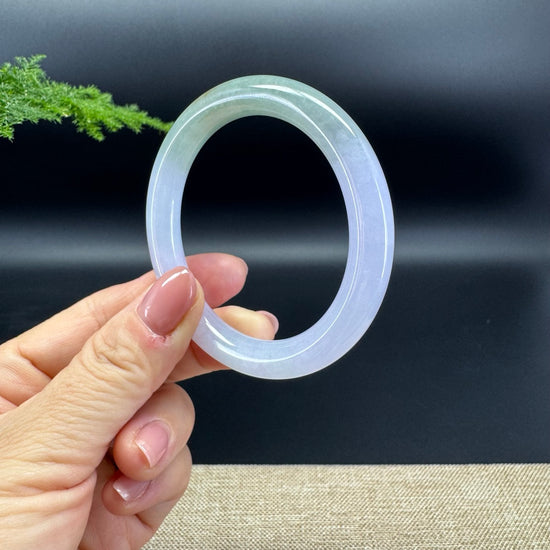 Genuine Burmese Lavender Green Jade Jadeite Bangle Bracelet (53.9mm)