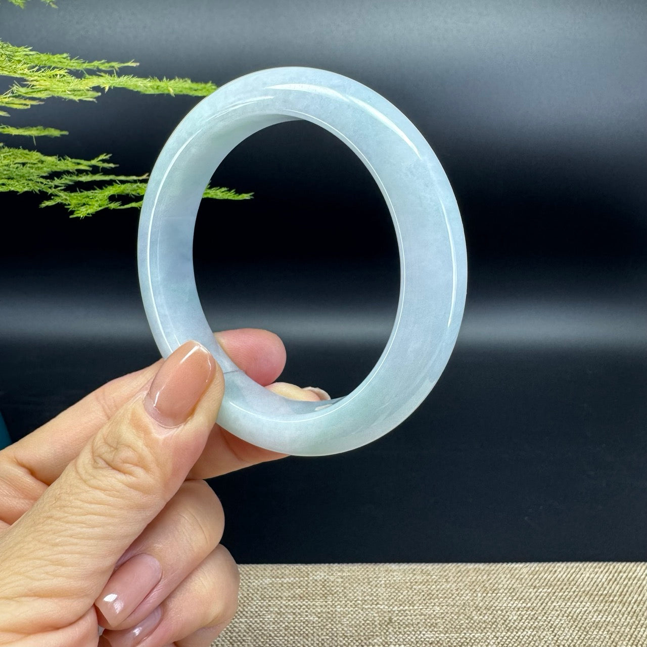Genuine Burmese lavender Green Jadeite Jade Bangle Bracelet ( 58.3mm)
