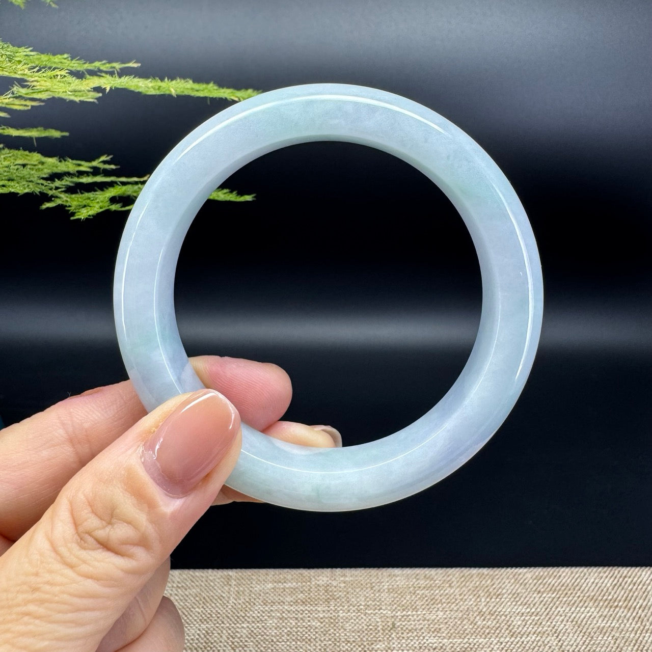 Genuine Burmese lavender Green Jadeite Jade Bangle Bracelet ( 58.3mm)