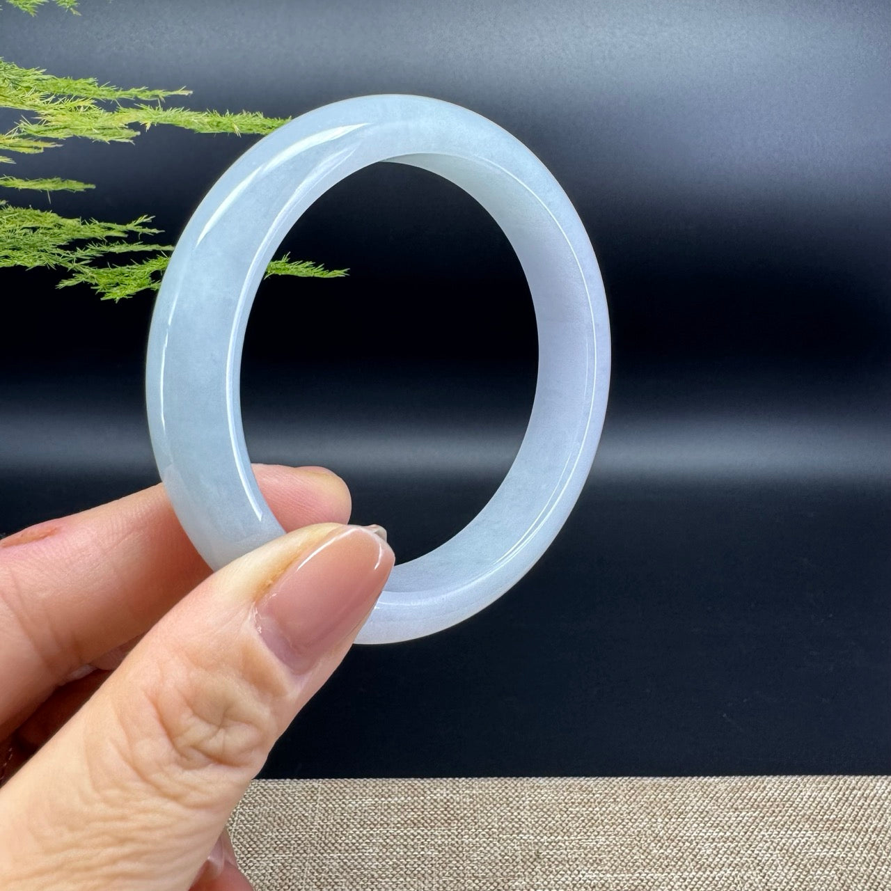 Genuine Burmese Lavender Green Jadeite Jade Bangle Bracelet ( 58.5mm )