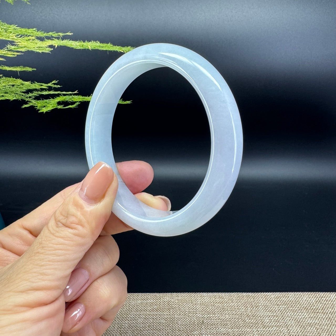 Genuine Burmese Lavender Green Jadeite Jade Bangle Bracelet ( 58.5mm )