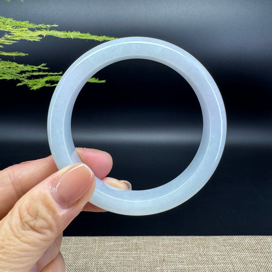 Genuine Burmese Lavender Green Jadeite Jade Bangle Bracelet ( 58.5mm )