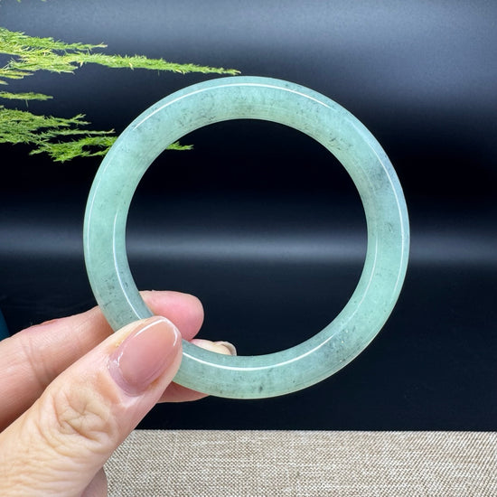 Genuine Burmese Green Black Jade Jadeite Bangle Bracelet (58.8mm)