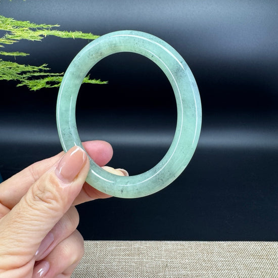 Genuine Burmese Green Black Jade Jadeite Bangle Bracelet (58.8mm)