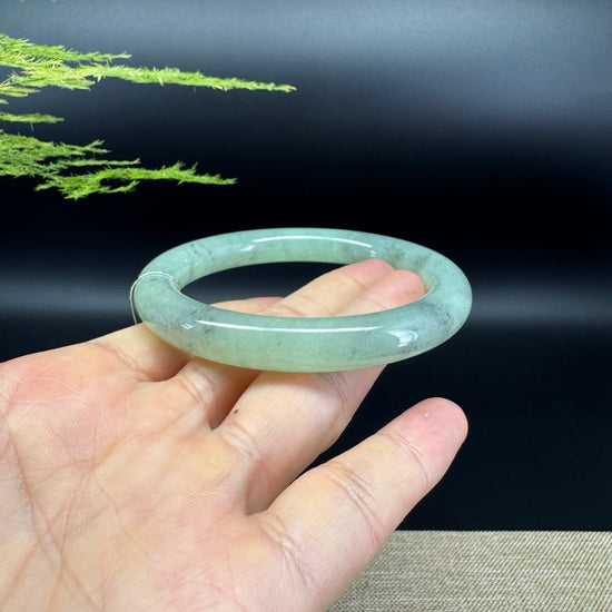 Genuine Burmese Green Black Jade Jadeite Bangle Bracelet (58.8mm)