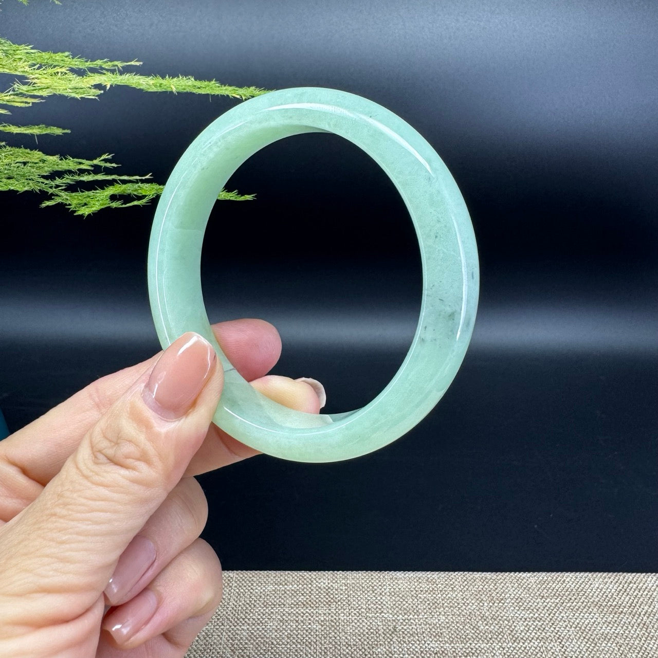 Genuine Burmese Green Jade Jadeite Bangle Bracelet (58.6mm)