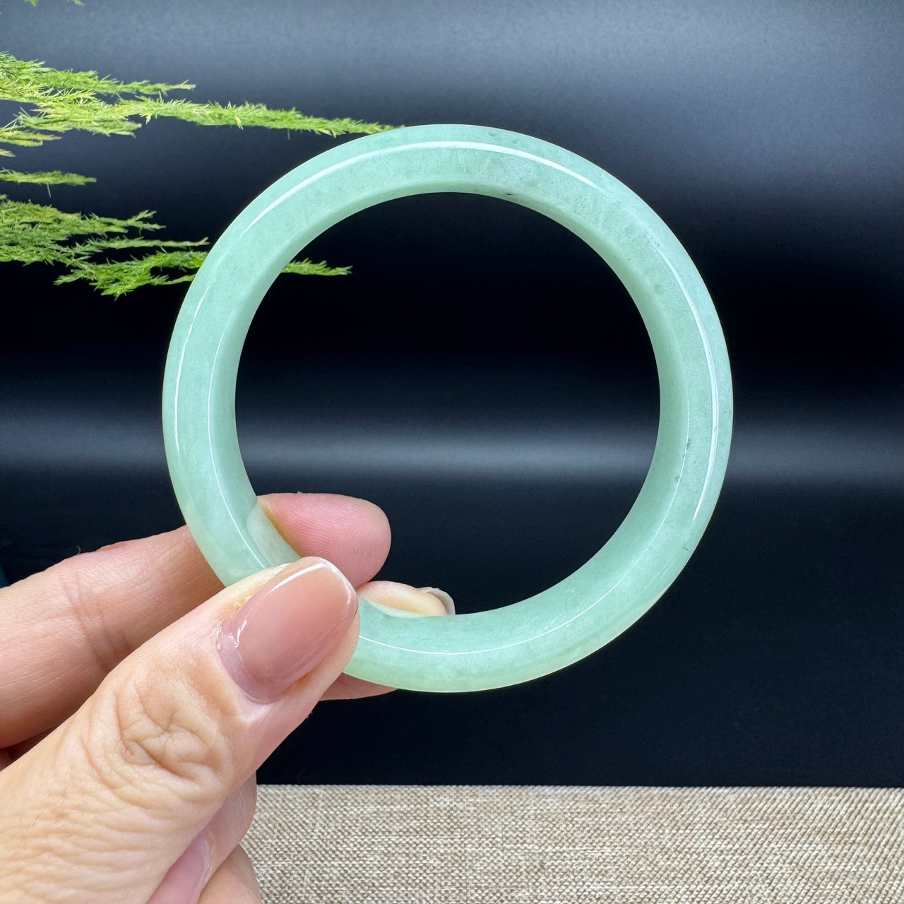 Genuine Burmese Green Jade Jadeite Bangle Bracelet (58.6mm)