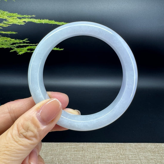 Genuine Burmese Lavender Green Jade Jadeite Bangle Bracelet ( 58.9mm )